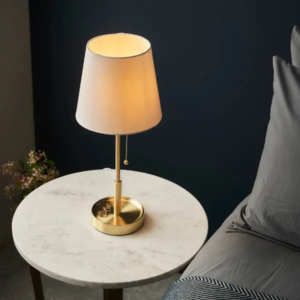 Roe Satin Brass Table Lamp C/W Shade