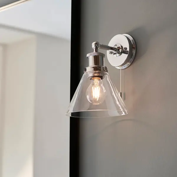 Chrome Wall Light IP44 with Clear Glass