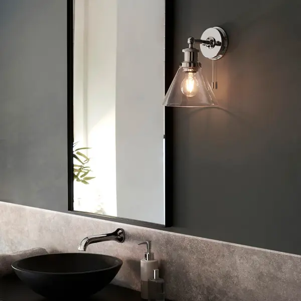 Chrome Wall Light IP44 with Clear Glass