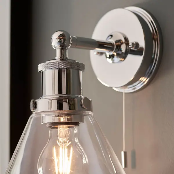 Chrome Wall Light IP44 with Clear Glass