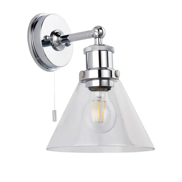 Chrome Wall Light IP44 with Clear Glass