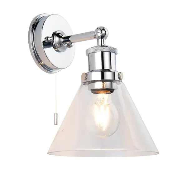 Chrome Wall Light IP44 with Clear Glass