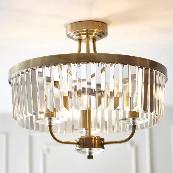 Carol 3 Light Antique Brass Semi Flush