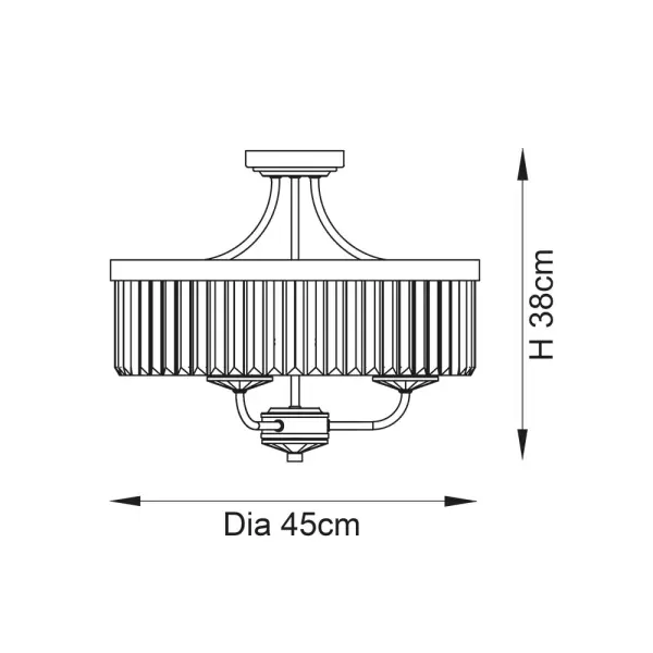 Carol 3 Light Antique Brass Semi Flush