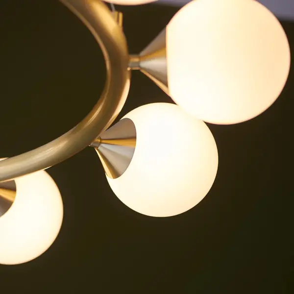 Eve 10 Light Satin Brass Pendant C/W Gloss White Shades