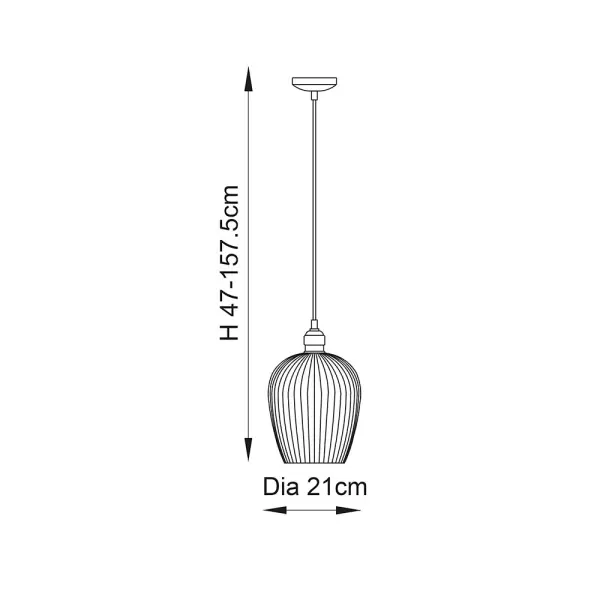 Molly Small Ribbed Glass & Nickel Pendant