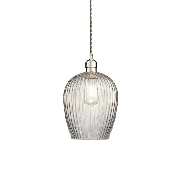 Molly Small Ribbed Glass & Nickel Pendant