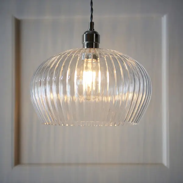 Molly Ribbed Glass Bowl Pendant