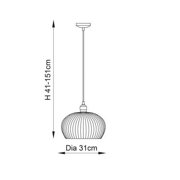 Molly Ribbed Glass Bowl Pendant