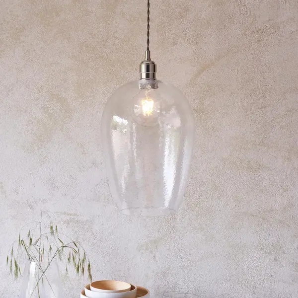 Molly Large Clear Hammered Glass Pendant