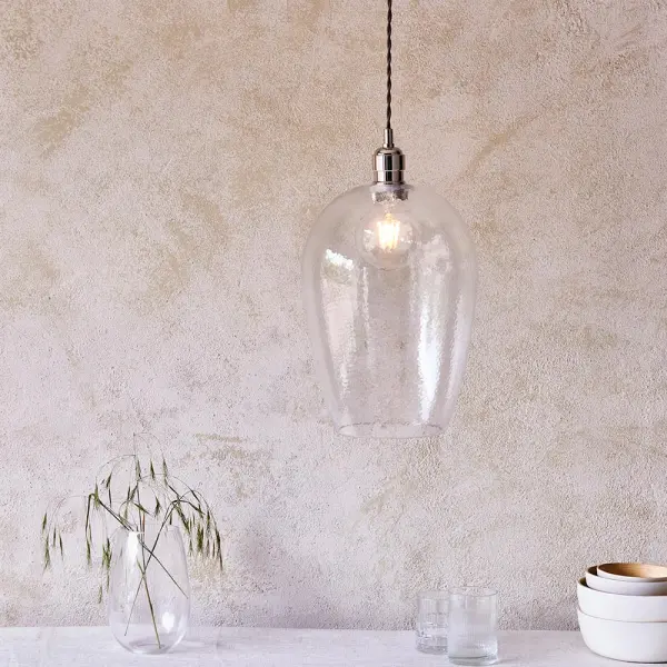 Molly Large Clear Hammered Glass Pendant