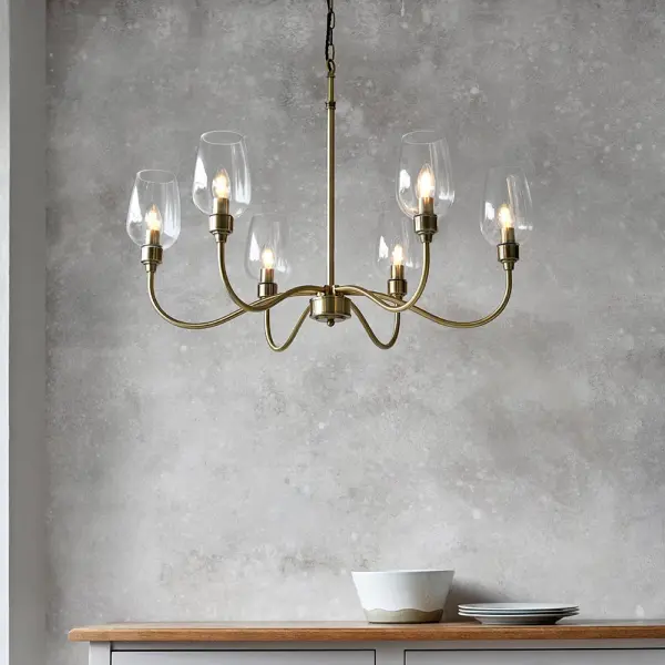 Pure 6 Light Antique Brass Ceiling Light