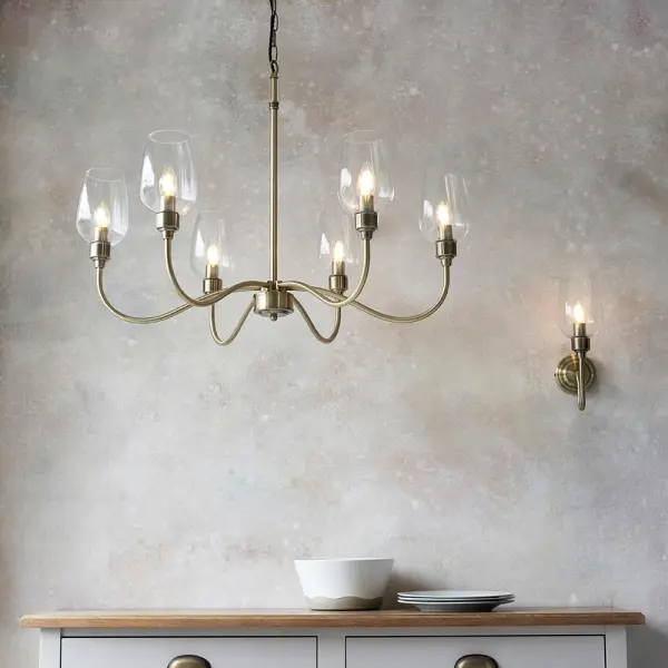 Pure 6 Light Antique Brass Ceiling Light