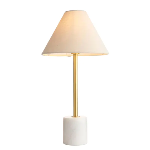 Ellie Aged Brass & Marble Table Lamp C/W Fabric Shade