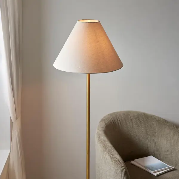 Ellie Aged Brass & Marble Floor Lamp C/W Fabric Shade
