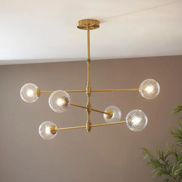 Ben 6 Light Brushed Brass Pendant