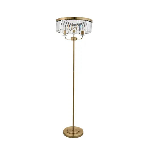Carol Antique Brass & Crystal Floor Lamp