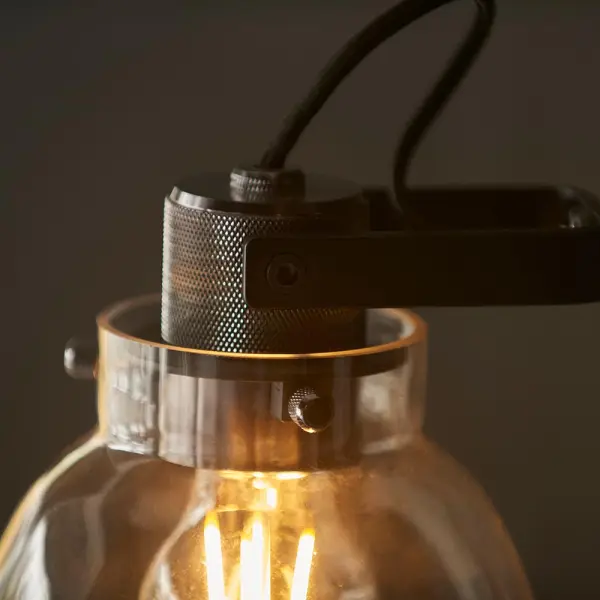 Belle Smoked Grey Table Lamp in Black Finish