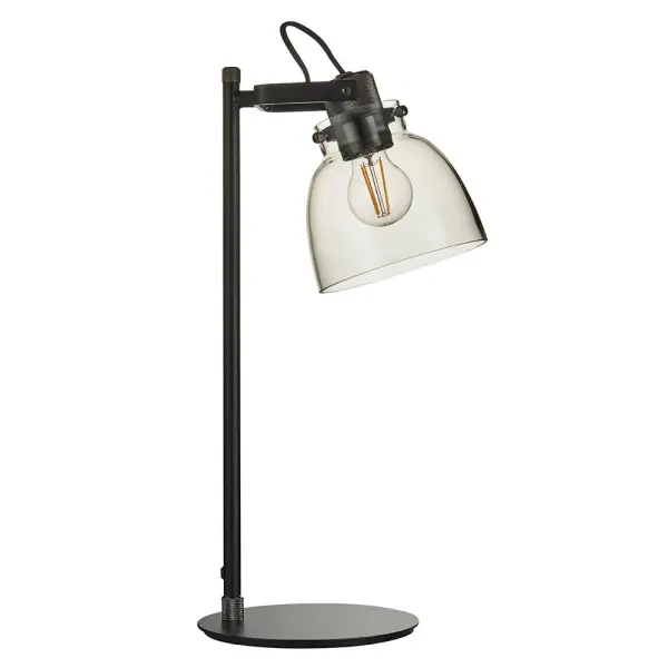 Belle Smoked Grey Table Lamp in Black Finish