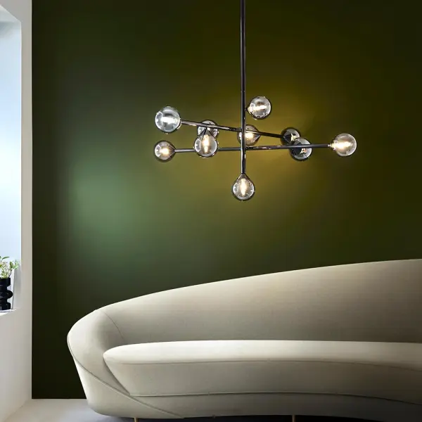 Eve 10 Light Black Chrome Pendant with Smoked Shades