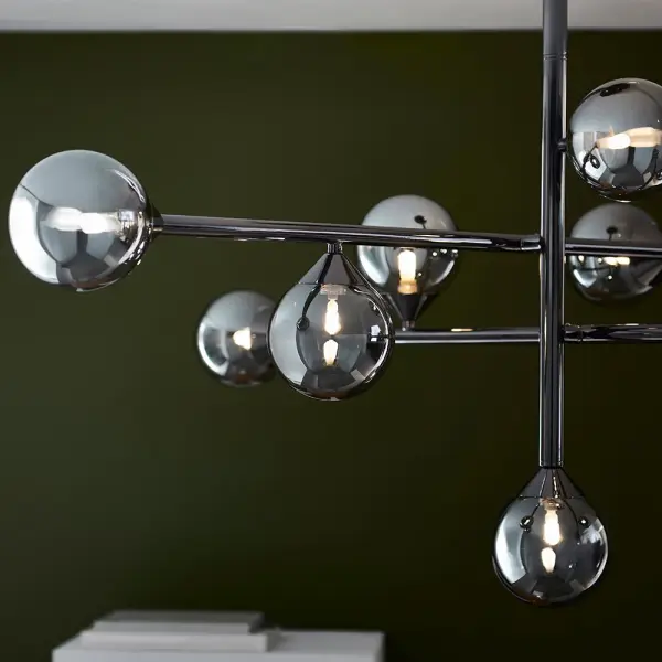 Eve 10 Light Black Chrome Pendant with Smoked Shades