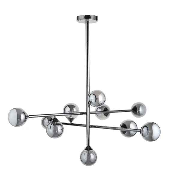 Eve 10 Light Black Chrome Pendant with Smoked Shades