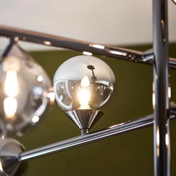 Eve 10 Light Black Chrome Pendant with Smoked Shades