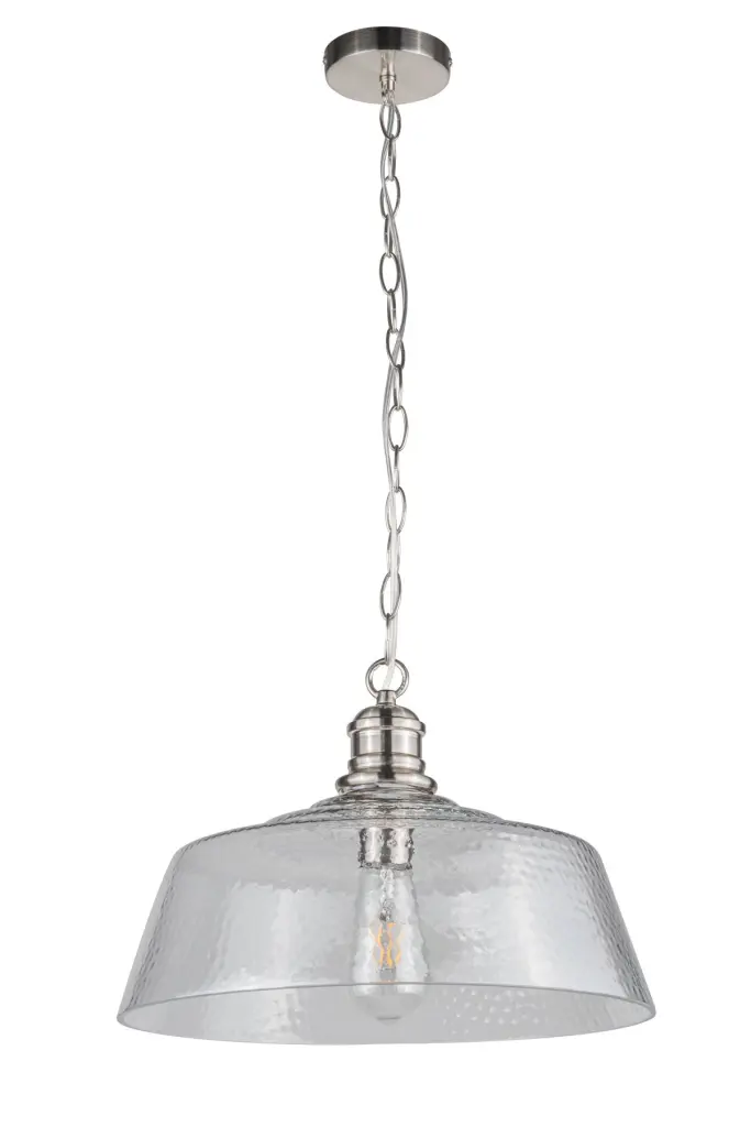 Millar Single Glass Pendant in Satin Chrome