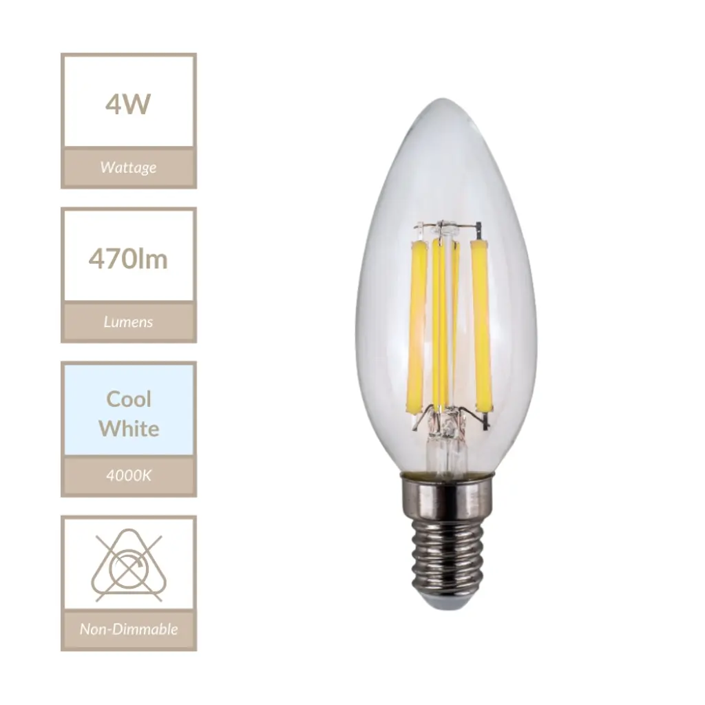 4W E14 Non Dimmable Candle Bulb in Cool White