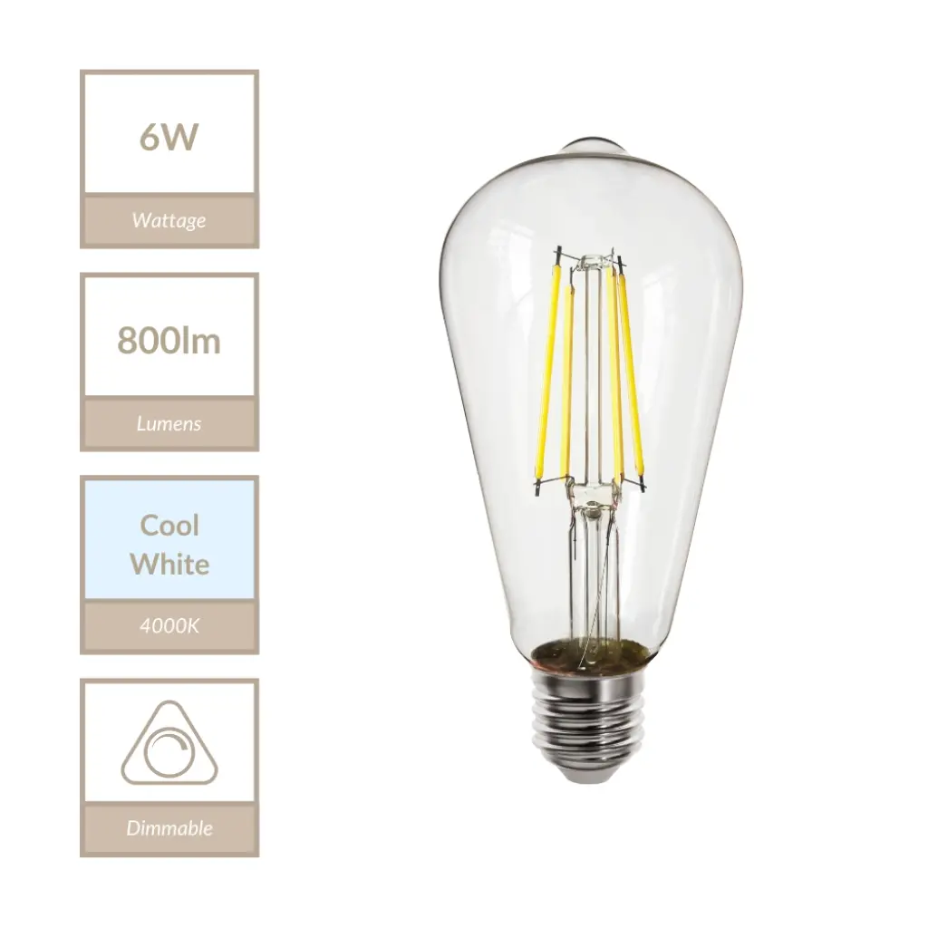 6W Clear Glass Dimmable E27 Squirrel Bulb in Cool White