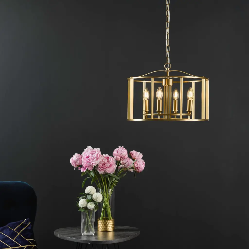 Myka 4 Light Brushed Brass Lantern