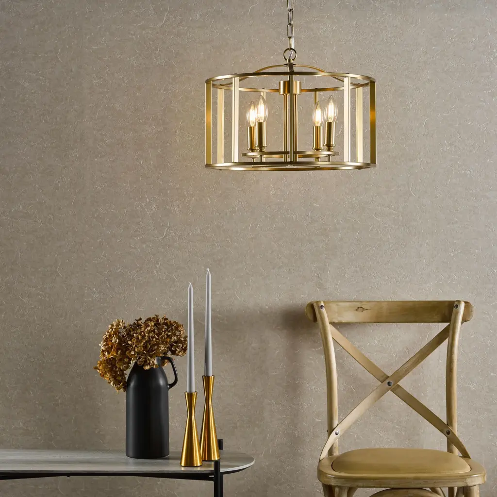 Myka 4 Light Brushed Brass Lantern
