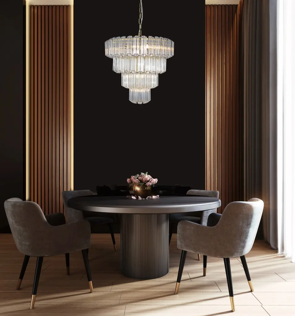 Pierre 11 Light Satin Brass Crystal Ceiling Pendant