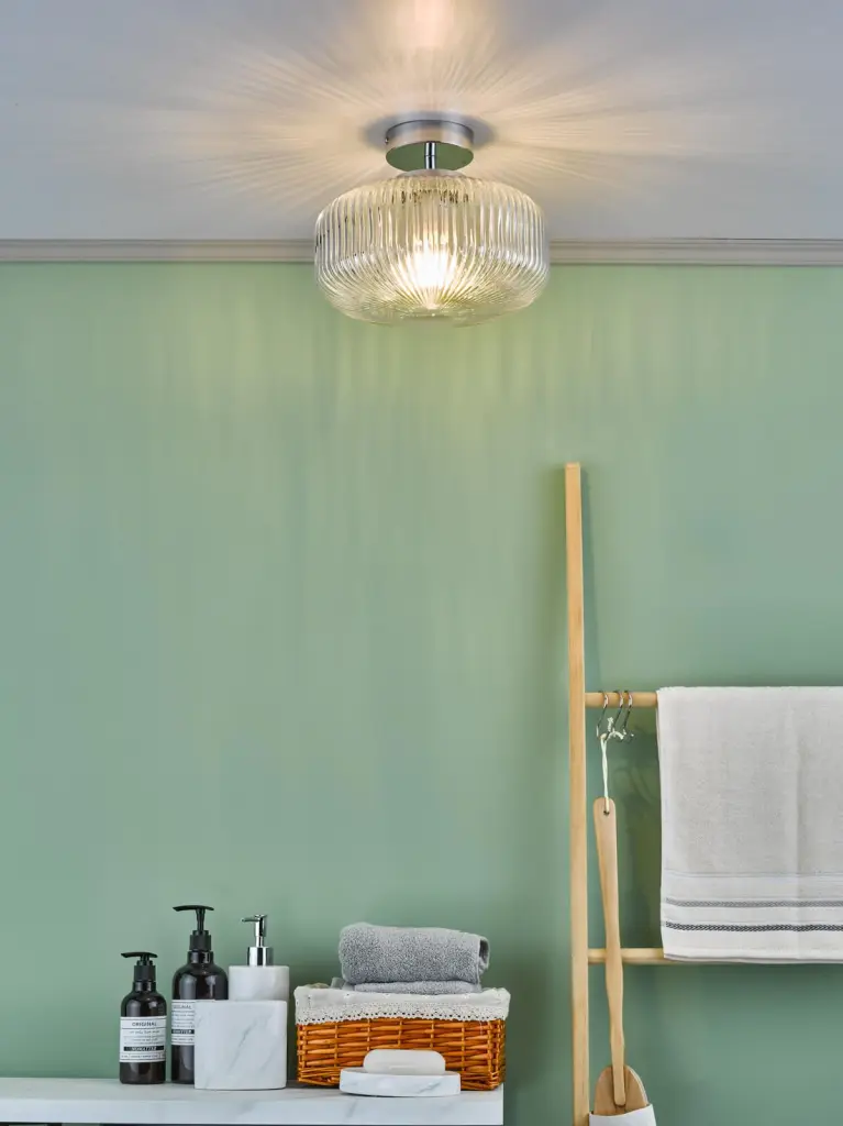 Riva Semi Flush Polished Chrome Bathroom IP44