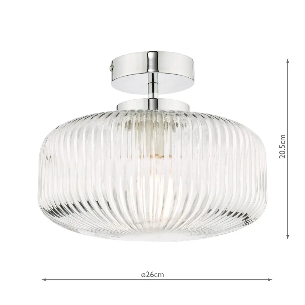 Riva Semi Flush Polished Chrome Bathroom IP44