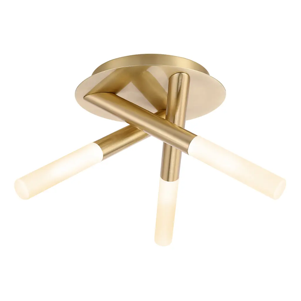 Crux 3 Light Bathroom Ceiling Fitting in Satin Brass