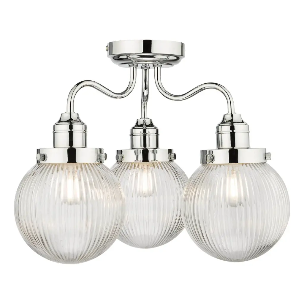 Tamara 3 Light Semi Flush in Polished Chrome IP44