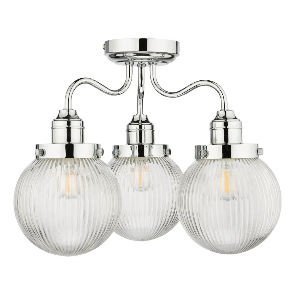 Tamara 3 Light Semi Flush in Polished Chrome IP44