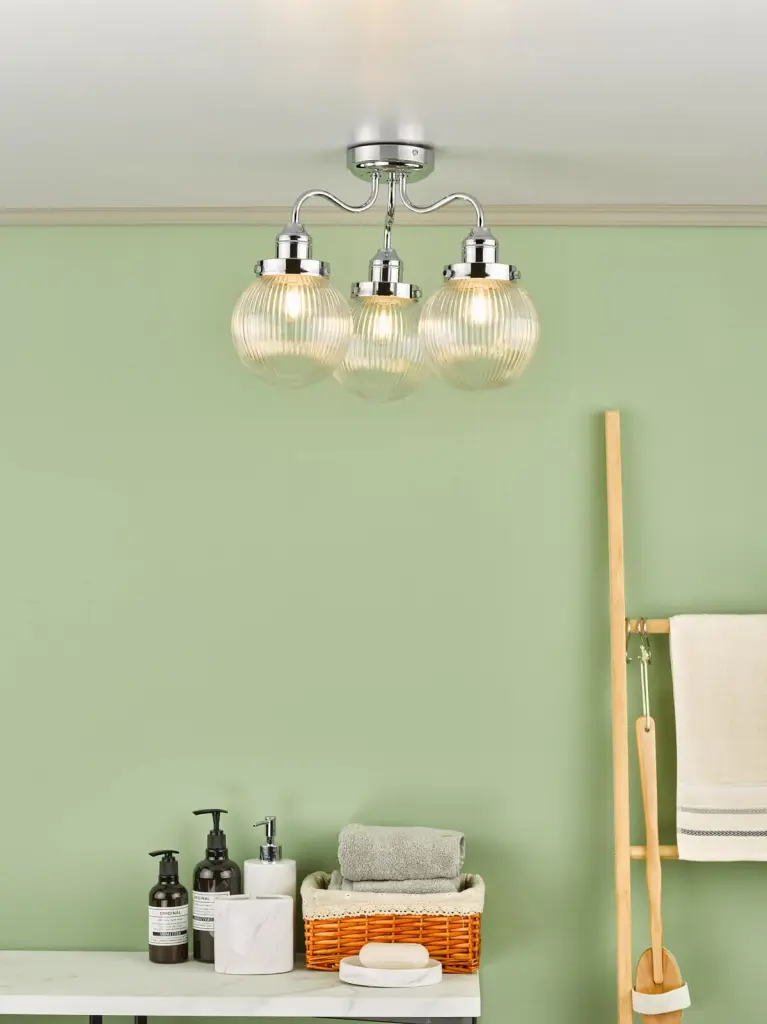 Tamara 3 Light Semi Flush in Polished Chrome IP44