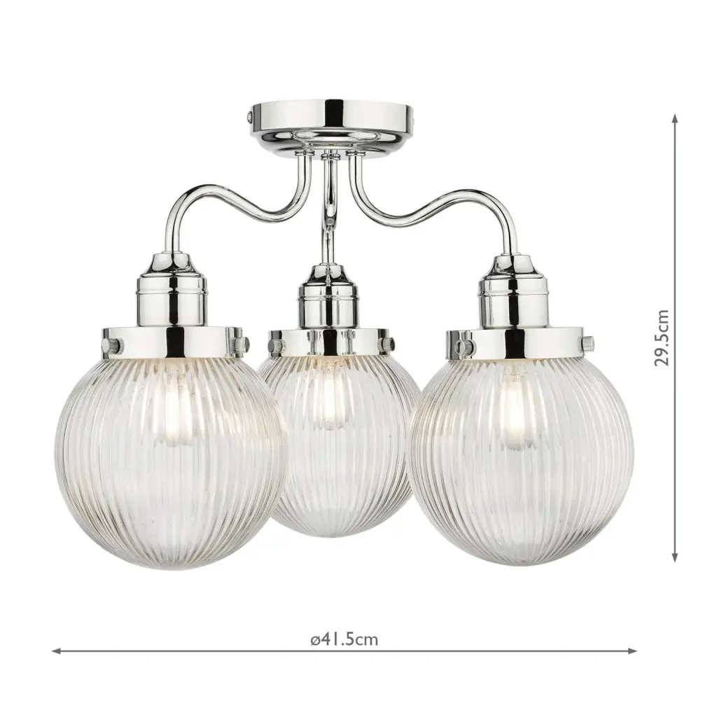 Tamara 3 Light Semi Flush in Polished Chrome IP44