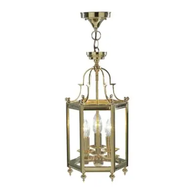 3-light polished brass dual mount  glass lantern