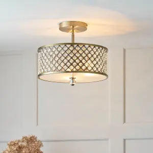Hudson 3 Light Semi Flush in Antique Brass