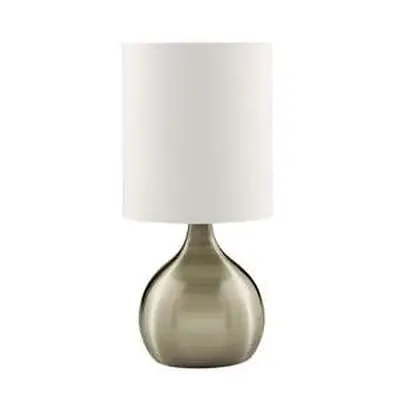 Antique Brass Touch Table Lamp With White Fabric Shade | Online Lighting Shop