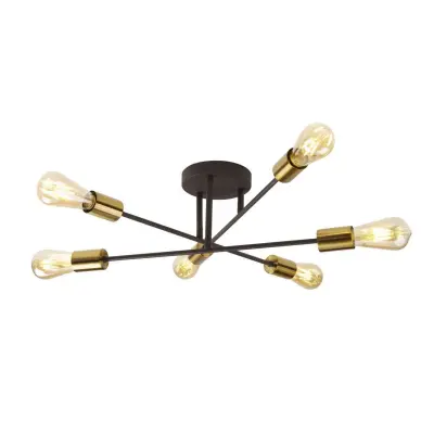 Armstrong 6 Light Ceiling Light Black And Satin Brass