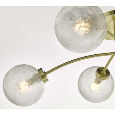Avari 6 Light Semi Flush Satin Brass And Clear Frosted Glass