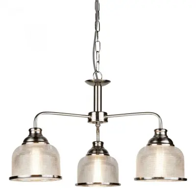 Bistro II 3 Light Ceiling Satin Silver With Halophane Glass
