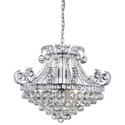 Bloomsbury 6  Light Crystal Tiered Chandelier, Chrome, Clear Crystal Deco