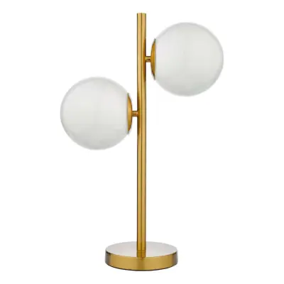 Bombazine 2 Light Table Lamp in Natural Brass C/W Opal Glass