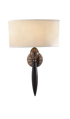 Contour Wall Light Black Bronze complete with White Silk Shade