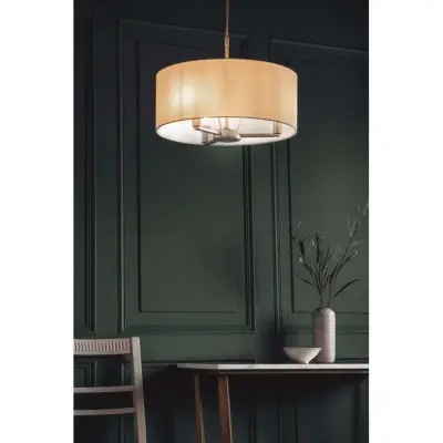 Daley 3 Light Drum Pendant in Nickel C/W Large White Shade